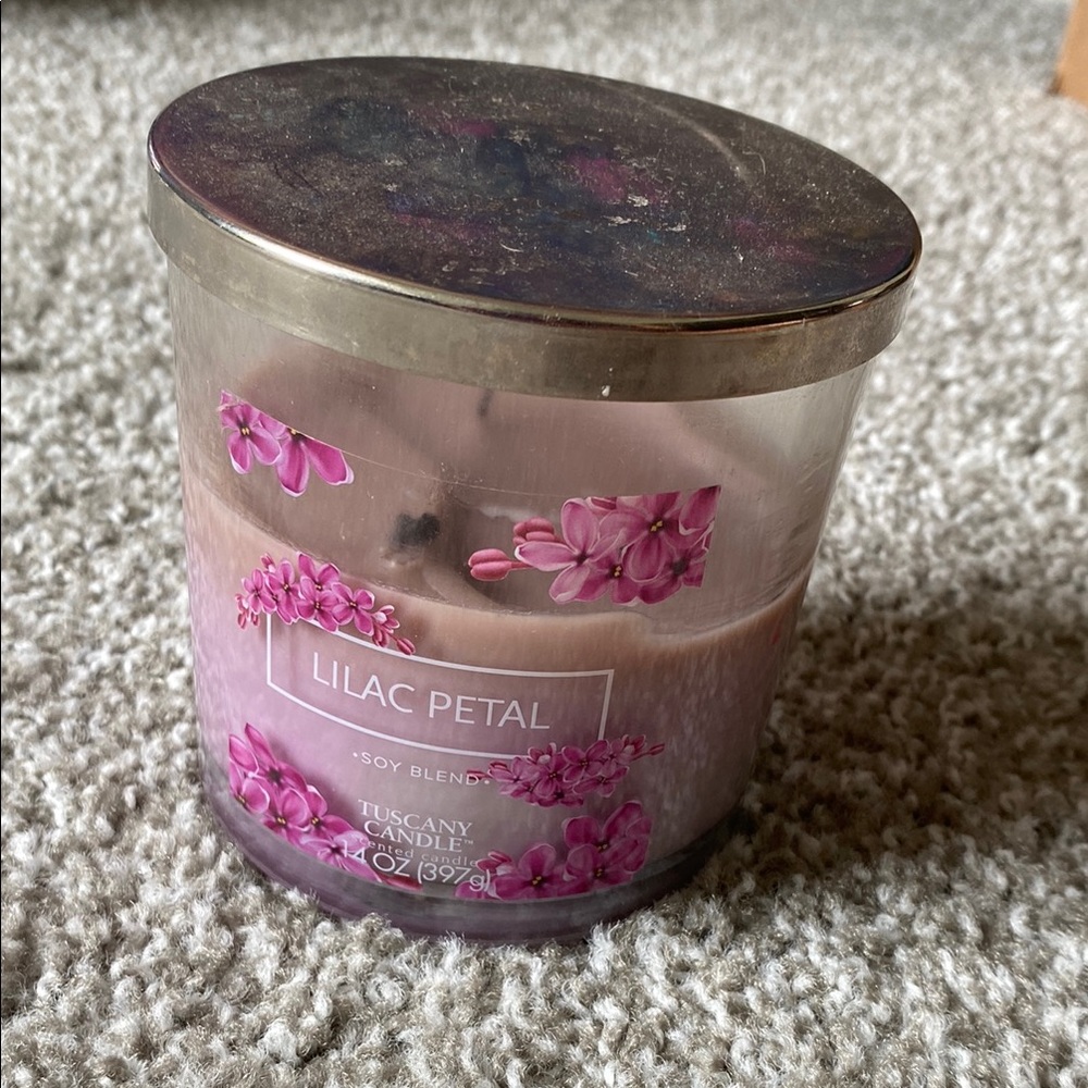 USED Lilac Petal Soy Blend Three Wick Candle